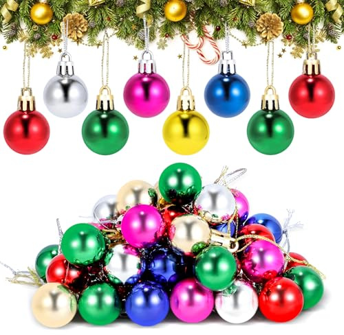 Mini Weihnachtskugeln 50 Stück Christbaumkugeln Bunt 2cm Kunststoff Klein Kugeln Weihnachten Christmas Tree Baubles Weihnachtsbaumschmuck, Christbaumschmuck, Weihnachtsdeko