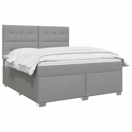 vidaXL Lit boxspring avec Matelas Gris Clair 140 x 190 cm Tissu, Mobilier de Chambre, lit Moderne, sommier, Cadre Ajustable, Confort de Sommeil, Installation intérieure à la Maison