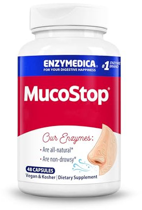 ENZYMEDICA - MucoStop (48 Capsules) | Immunity Digestive Enzymes Supplements | Digestive Enzymes Blend for Excessive Mucus and Respiratory Health Support, Nutrient Supplements, Mucus Relief, Vegan