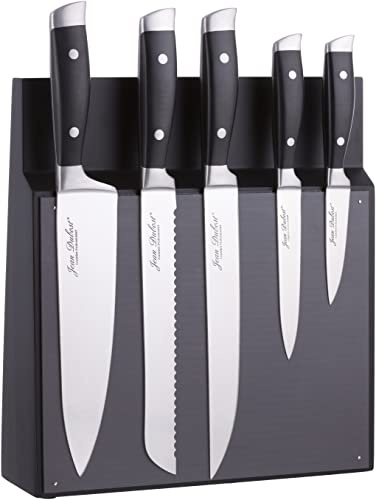 Pradel Jean Dubost 18509 knivblock med 5 knivar, magnetisk, rostfritt stål, svart nylonhandtag