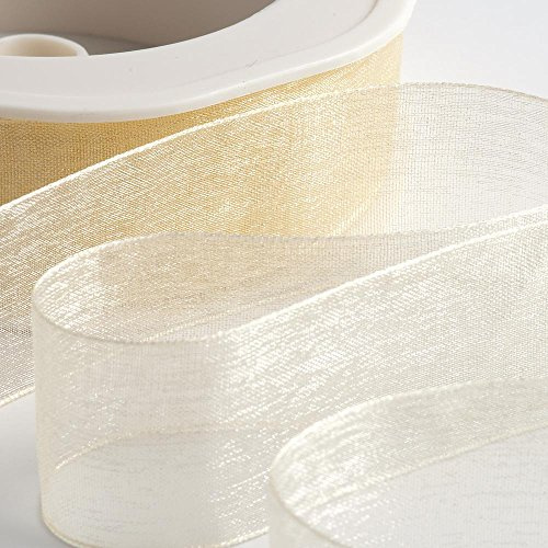 Italian Options Organza Chiffon Ribbon, Sheer Organza Ribbons for Gift Wrapping, Presents, Crafting, Wedding, Flower Bouquets, Birthday, Decorations, Décor, 38mm x 20 Metre Roll, Cream