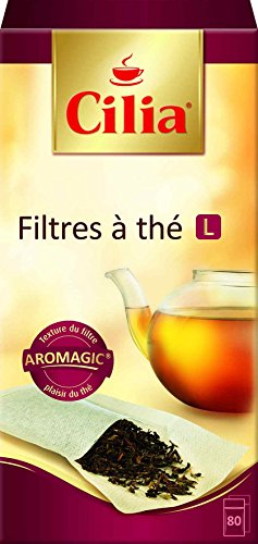 Cilia 80 Filtres à Thé, Taille L, Sans Résidu dans La Tasse, Pour Grande Théière (0,75 à 1,6 L)