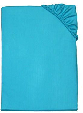 Kinzler C-10031/68 Baumwoll-Satin Spannbettlaken Uni 100x200 cm, Aqua