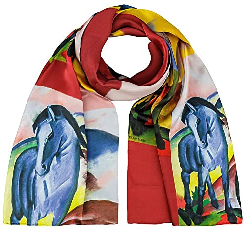 VON LILIENFELD® Foulard Soie Franz Marc: Cheval bleu Femme Écharpe Cache-Nez Art