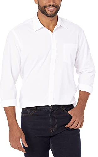 Amazon Essentials Men's Regular-Fit Long-Sleeve Casual Poplin Shirt, White, L