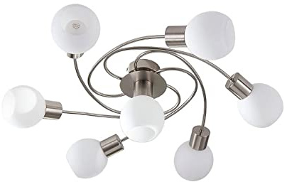 Lindby Ceiling Light Ciala dimmable (Modern) in Silver Made of Glass for e.g. Living Room & Dining (7 Light Sources, E14) from Ceiling lamp