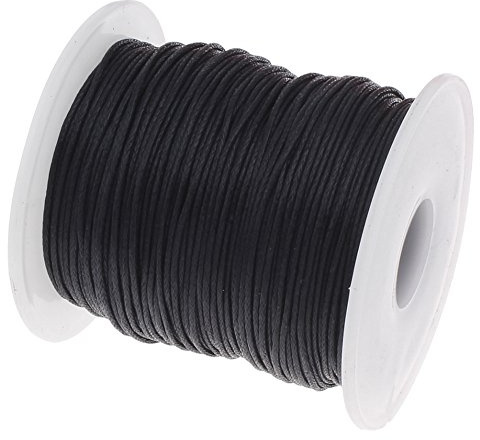 My-Bead Cordon Ciré 1 mm Noir Bobine 90 m Fil Ciré solide pour Bijoux DIY Macramé Bracelets Colliers Shamballa Bricolage