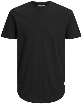 JACK & JONES Herren Rundhals T-Shirt JJENOA - Regular Fit Plussize XXL-8XL, Größe:4XL, Farbe:Black 12184933