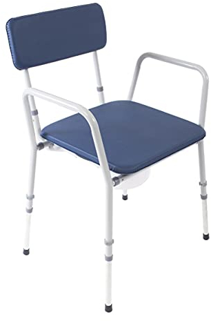 NRS Healthcare Compact Dovedale Height Adjustable Commode with Seat, Medium, Blue and White