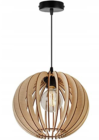 Light-Home Lampara de Techo Colgante Industrial Timber - Lampara de Techo Modernas para Salón Dormitorio y Cocina - Metal y Madera - 1 Luce - Rústico