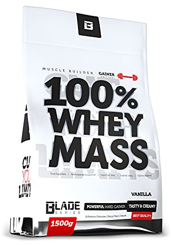 Blade Series 100% Whey Mass – 1500 g – Erdbeere – Hochkalorischer Masse Gainer mit Whey-Protein & Kohlenhydraten für Muskelaufbau