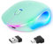 DANCESOUL Souris sans Fil, avec lumière Arc-en-Ciel RGB LED à clic Silencieux, Souris Lumineuse de Chargement pour Ordinateur Portable, avec récepteur USB et récepteur Type-C (Verte)