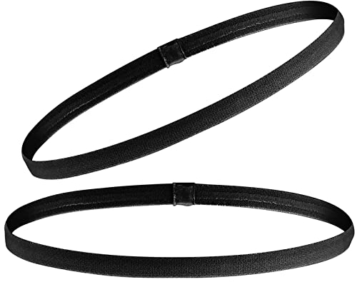 2 Pezzi Fascia per Capelli Uomo, Fascette Elastiche per Sport, Calcio, Yoga, Fare Jogging (Nero)