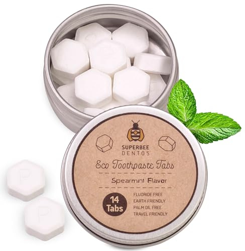 Superbee Dentos Lot de 14 comprimés de dentifrice sans fluorure et respectueux de l'environnement pour les enfants et les adultes