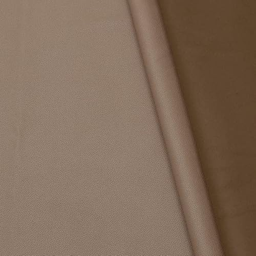 STOFFKONTOR Microfaser Polsterstoff Lederoptik Stoff - Meterware, Farbe Taupe - für Polsterarbeiten, Kissen, Taschen, etc.