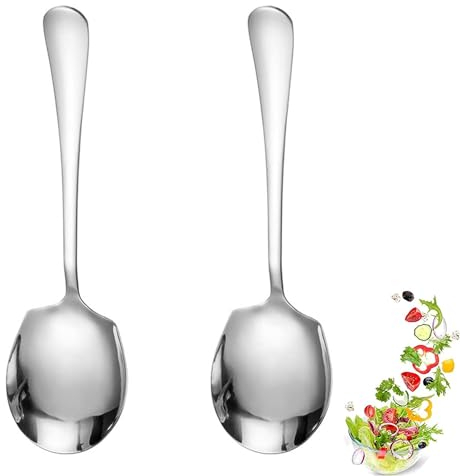 2 Pezzi Cucchiaio da Portata Grandi in Acciaio Inossidabile, Cucchiai da Portata con Manico Lungo, Cucchiai Da Portata per Buffet, Grandi Cucchiaio da Portata per Cucina Ristorante Banchetto