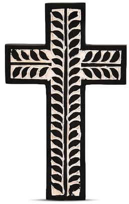 EDHAS Cross Mango Wood Handmade Wooden Cross Wall Decor for Home Room Church Christmas Gifts Home Room Decor Christmas Cross (10 X 6 X 0.75)