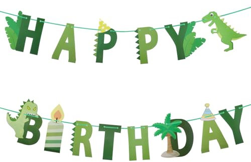 Dinosaur Party Decorations Banner, Dinosaur Birthday Decorations Happy Birthday Banner, Dinosaurs Party Supplies for Kids Birthdays Parties