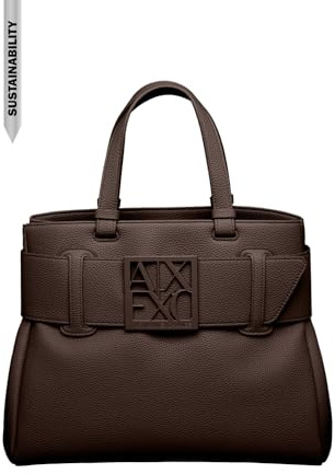 Armani Exchange Women's Susy, on Tone Logo, Flap Closure Shopping Bag, Hot Fudge, Hot Fudge, taglia unica