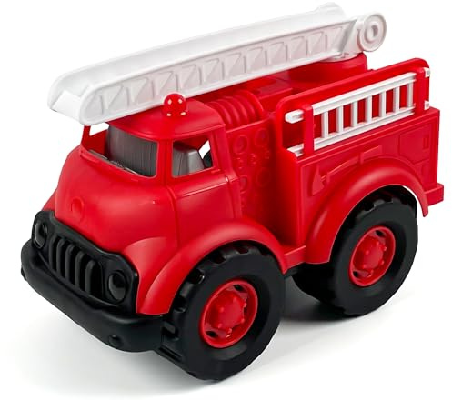 CELMAN Camion de Pompier avec échelle pivotante – Jouet écologique sans BPA pour Enfants dès 3 Ans – Véhicule extérieur Enfant