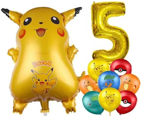Pokémon nummer/numeriska ballonger | 15+ år | Pikachu | Fem