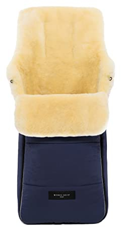 WERNER CHRIST BABY, Lammfell-Fußsack AROSA – warme Buggy, Kinderwagen-Fußsack (Kinder ab 6 bis 36 Monate), medizinisches Fell, in Navy (dunkelblau)