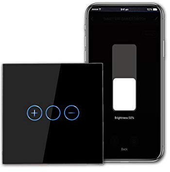CNBINGO Dimmer med WLAN för dimbara LED-lampor, Smart fjärrströmbrytare med touchkontroll, kompatibel med Alexa och Google Assistant, infälld väggströmbrytare, svart, neutralledare krävs