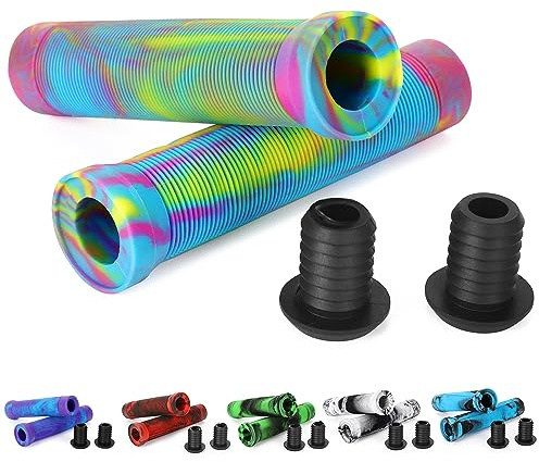 1 par 145mm handtag för Freestyle-skoter, mountainbike, BMX, cykelstyre - Slida resistenta i mjuk TPE på 22mm med engelsk bult för PRO-skoter, mountainbike, BMX, downhill, cyklar, skoter