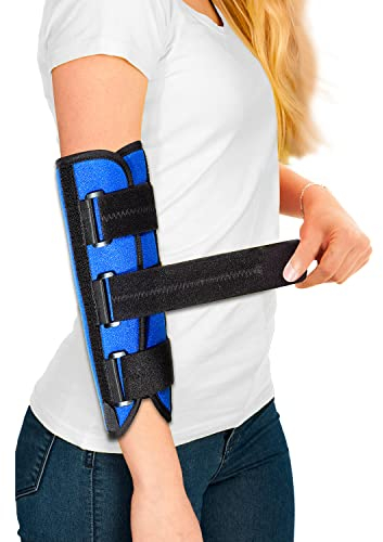 Ellbogenschiene Links & Rechts, Ellenbogen Bandage Damen und Herren, Nacht Armschiene, Kubitaltunnelsyndrom Schiene Orthese, für Nervus Ulnaris, Tennisarm, Sehnenscheidenentzündung (Blau, M)