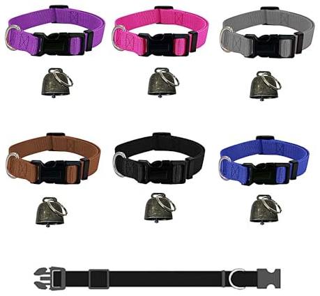 Armastuse 6 Pièces Colliers de Chèvre avec Clochette, Colliers Réglables en Nylon, Cloche de Vache, avec Fermoir, Prévention des Pertes, pour Chèvres, Bovins, Chevaux, Ovins