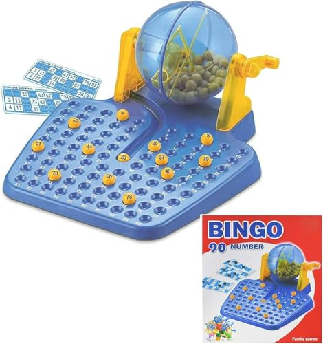 ADEPTNA Classic Bingo Game Set with 48 Cards, 90 Numbered Balls,100 Chips and Bingo Ball Dispenser - Fun Family Entertainment for Parties & Christmas