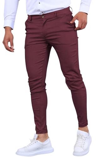 Genérico Pantalón De Traje para Hombre. Slim Fit Pantalones De Traje Ajustados con Pliegues Y Bolsillos Corte Recto Pantalones De Negocios Oficina para Tiempo Libre