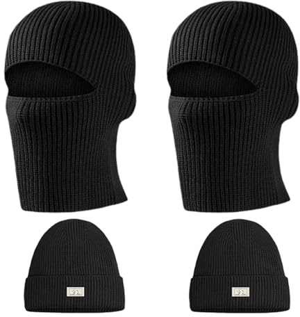 TUONYIS 2 pasamontañas de esquí de punto térmico para invierno, una gorra para dos propósitos, máscara de esquí, resistente al viento, calentador de cuello para casco transpirable para exteriores.,