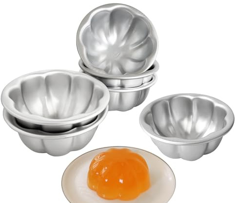 Heluok Molde de aleación de aluminio con forma de flor para tartas, tartaletas, brownies, popover, quiches, 6 unidades