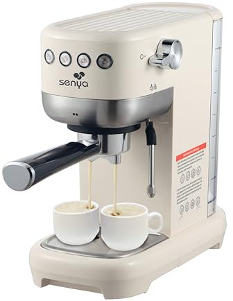 Senya Machine à café Tasty Coffee 20 bars, cafetière expresso et cappuccino 1300W, Thermoblock, mousseur de lait, arrêt automatique