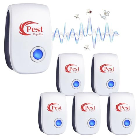 Lot de 6 répulsifs à ultrasons électroniques contre les moustiques, lutte contre les nuisibles, les moustiques, les mouches, les souris, les cafards, les araignées, les rongeurs