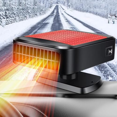 XUJAIOLQP Car Heater, 12V 200W Portable Car Heater, 2 in1 Heating/Cooling Automobile Windshield Fan Car Defroster with Cigarette Lighter Plug