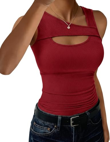 Aottori Top de Tirantes Mujer para Verano Acanalado Elástico Corte Ajustado | Estilo Elegante, Forma de Túnica, Acabado Liso, Comodidad Flexible, Uso Diario, Diseño Versátil