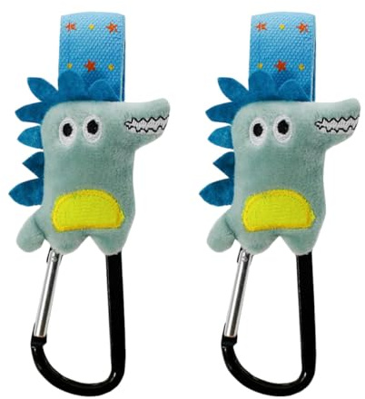 ELEOUTI Gancho para Cochecito Correa Antideslizante Diseño de Cocodrilo 2 Piezas Acero Inoxidable Resistente Soporte Portátil para Bolsas de Pañales y Accesorios de Ñiño