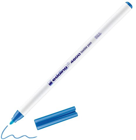 edding 4600 Textilstift - hell-blau - 1 Stift - Rundspitze 1 mm - Textilstifte waschmaschinenfest (60 °C) zum Stoff bemalen - Stoffmalstift