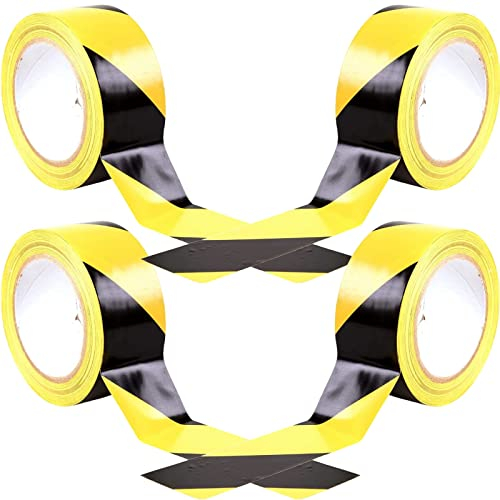 Mein HERZ 4 Pcs Haute Qualité Jaune/Noir Ruban de Marquage au sol PVC Pour l'avertissement de Danger D'escalier/D'escalier/de Sécurité de Construction Matériau en PVC,Non Toxique 44mm * 18m