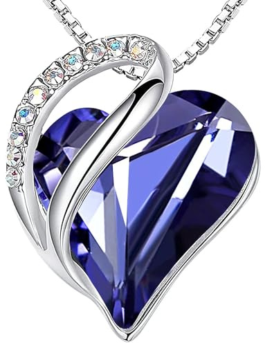 Leafael Valentinstag Halskette Damen, Infinity Love Herzanhänger mit Geburtsstein-Kristall, rhodiniert, nickelfrei & hautfreundlich, 45+5 cm Kette mit Karabinerverschluss