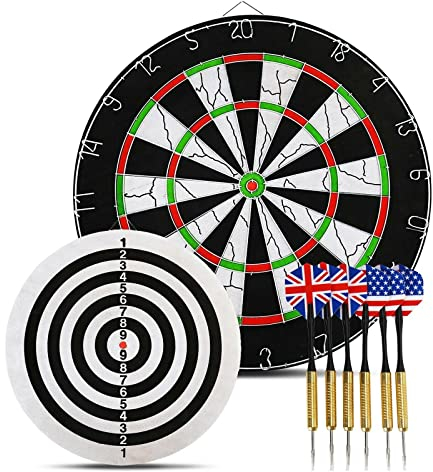 AllRight 6 Series Dartscheibe Steeldart Dartboard Steeldartscheibe mit 6er Dartpfeile Metallspitze, Dart Scheibe Durchmesser 44,5 cm