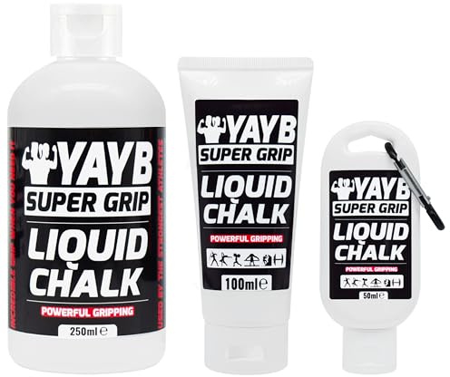 LIQUID CHALK | YAYB | Powerful Hand Grip | Sweat-Free Hands Gym | Weight Lifting, Rock Climbing, Gymnastics, Weightlifting, Pole Dancing, Bouldering, Powerlifting, Strongman, Dry, Sports (1x 250ml)