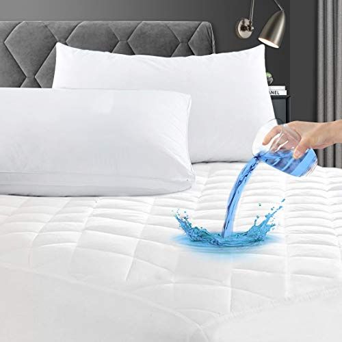 GRT Waterproof Mattress Pad Full, 100% Waterproof Quilted Fitted Mattress Protector, Noiseless Hollow Cotton Mattress Cover, Fitted 8-19 Deep, Dust Proof