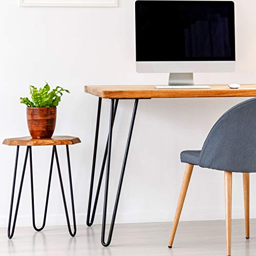 Stahlia Haarnadel Tischbeine Möbelfuß Höhe 71cm Schwarz Matt (4er Set) 2 Streben Ø12mm Tischgestell Hairpin Leg Möbelfüße Schalldämmung inkl. Bodenschoner