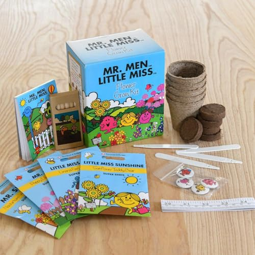 1 x Mr Men & Little Miss Flower Grow Kit for Kids – Fun Easy-to-Grow Seeds, Pots, Markers & Colouring Pencils – Gift for Children by Thompson & Morgan