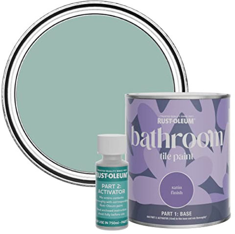Rust-Oleum Blue Water-Resistant Bathroom Tile Paint in Satin Finish - Coastal Blue 750ml