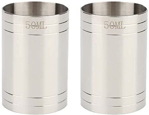 Misurini per ditali, in acciaio inox, per bevande, vino e whisky, confezione da 2, 50 ml
