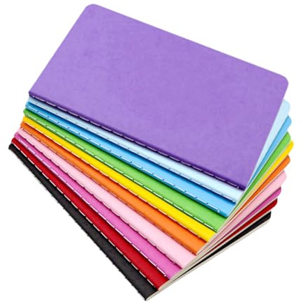 ojussa 10Pcs A6 Notebooks 60 Pages Each Rainbow Colorful Lined Notepad Multipack Notebook for Students Writing Memos Diary Traveler Supplies Making Plans 14×9cm